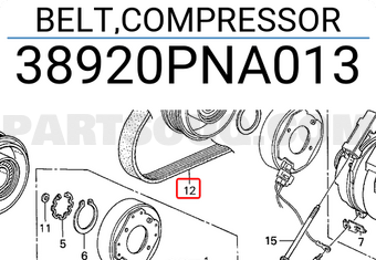 Honda 38920PNA013 BELT,COMPRESSOR