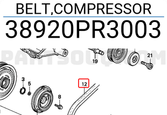 Honda 38920PR3003 BELT,COMPRESSOR