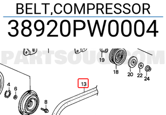 Honda 38920PW0004 BELT,COMPRESSOR