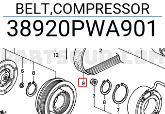 Honda 38920PWA901 BELT,COMPRESSOR