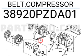 Honda 38920PZDA01 BELT,COMPRESSOR