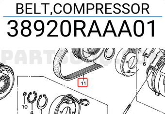 Honda 38920RAAA01 BELT,COMPRESSOR