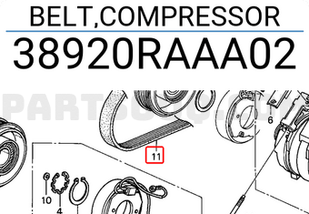 Honda 38920RAAA02 BELT,COMPRESSOR