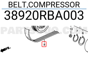 Honda 38920RBA003 BELT,COMPRESSOR