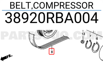 Honda 38920RBA004 BELT,COMPRESSOR