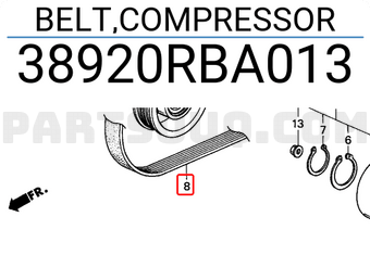 Honda 38920RBA013 BELT,COMPRESSOR