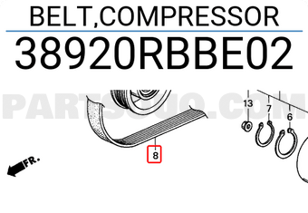 Honda 38920RBBE02 BELT,COMPRESSOR