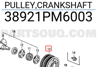 Honda 38921PM6003 PULLEY,CRANKSHAFT