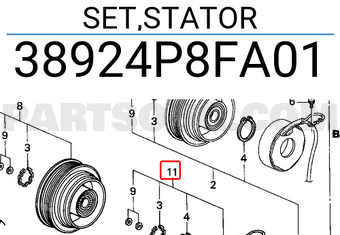 Honda 38924P8FA01 SET,STATOR