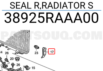 Honda 38925RAAA00 SEAL R,RADIATOR S