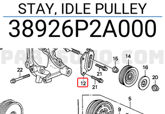 Honda 38926P2A000 STAY, IDLE PULLEY