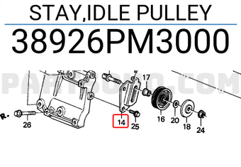 Honda 38926PM3000 STAY,IDLE PULLEY