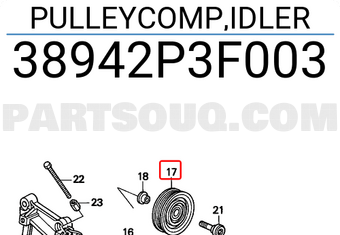 Honda 38942P3F003 PULLEYCOMP,IDLER