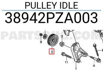 Honda 38942PZA003 PULLEY IDLE