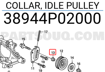 Honda 38944P02000 COLLAR, IDLE PULLEY