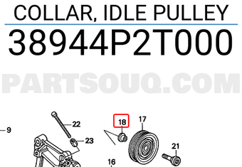 Honda 38944P2T000 COLLAR, IDLE PULLEY