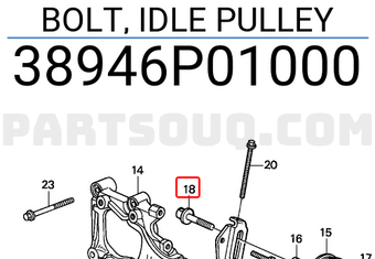Honda 38946P01000 BOLT, IDLE PULLEY