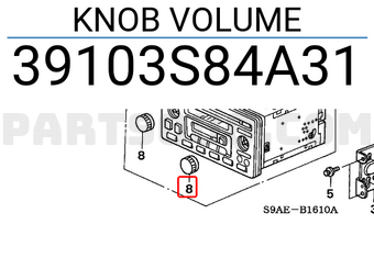 Honda 39103S84A31 KNOB VOLUME