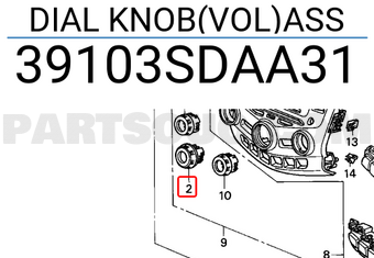 Honda 39103SDAA31 DIAL KNOB(VOL)ASS