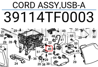 Honda 39114TF0003 CORD ASSY,USB-A