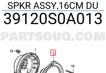 Honda 39120S0A013 SPKR ASSY,16CM DU
