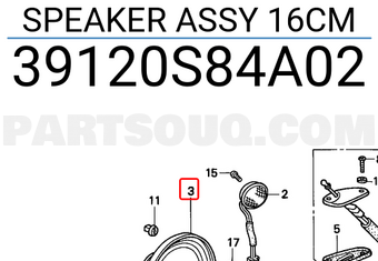Honda 39120S84A02 SPEAKER ASSY 16CM