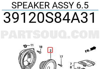 Honda 39120S84A31 SPEAKER ASSY 6.5