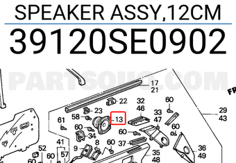 Honda 39120SE0902 SPEAKER ASSY,12CM