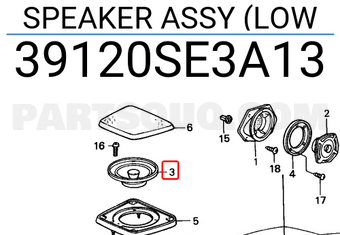Honda 39120SE3A13 SPEAKER ASSY (LOW