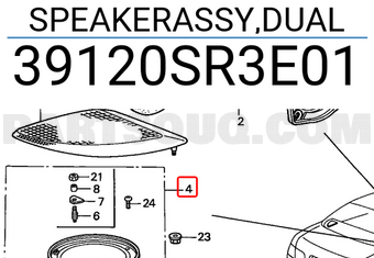 Honda 39120SR3E01 SPEAKERASSY,DUAL