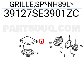 Honda 39127SE3901ZC GRILLE,SP*NH89L*