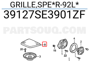 Honda 39127SE3901ZF GRILLE,SPE*R-92L*