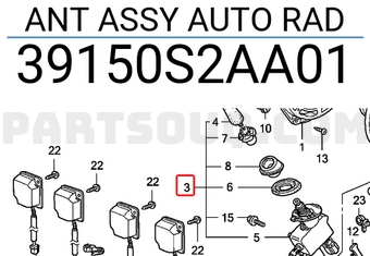 Honda 39150S2AA01 ANT ASSY AUTO RAD