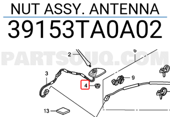 Honda 39153TA0A02 NUT ASSY. ANTENNA