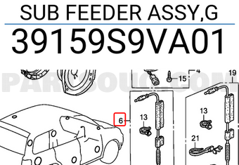 Honda 39159S9VA01 SUB FEEDER ASSY,G
