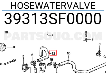 Honda 39313SF0000 HOSEWATERVALVE
