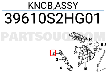 Honda 39610S2HG01 KNOB,ASSY