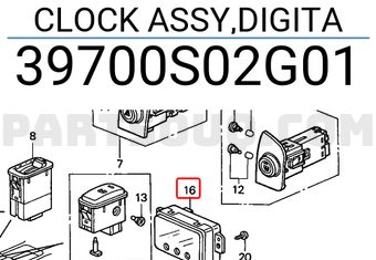 Honda 39700S02G01 CLOCK ASSY,DIGITA