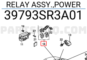 Honda 39793SR3A01 RELAY ASSY.,POWER
