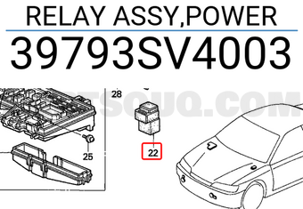 Honda 39793SV4003 RELAY ASSY,POWER