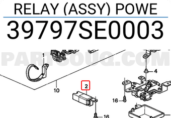 Honda 39797SE0003 RELAY (ASSY) POWE