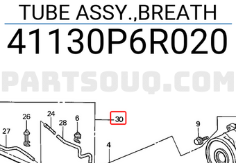 Honda 41130P6R020 TUBE ASSY.,BREATH