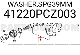Honda 41220PCZ003 WASHER,SPG39MM