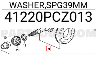 Honda 41220PCZ013 WASHER,SPG39MM
