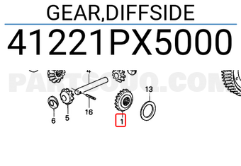 Honda 41221PX5000 GEAR,DIFFSIDE