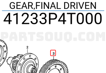 Honda 41233P4T000 GEAR,FINAL DRIVEN