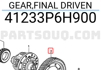 Honda 41233P6H900 GEAR,FINAL DRIVEN