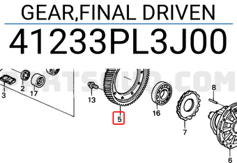 Honda 41233PL3J00 GEAR,FINAL DRIVEN