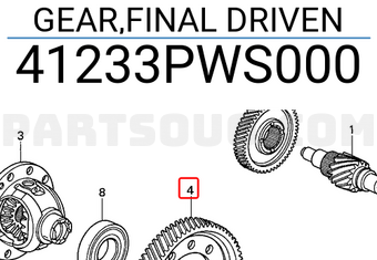 Honda 41233PWS000 GEAR,FINAL DRIVEN