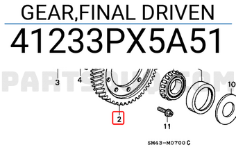 Honda 41233PX5A51 GEAR,FINAL DRIVEN
